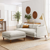 Manor Down Filled Overstuffed Sofa and Ottoman Set in Heathered Weave Ivory