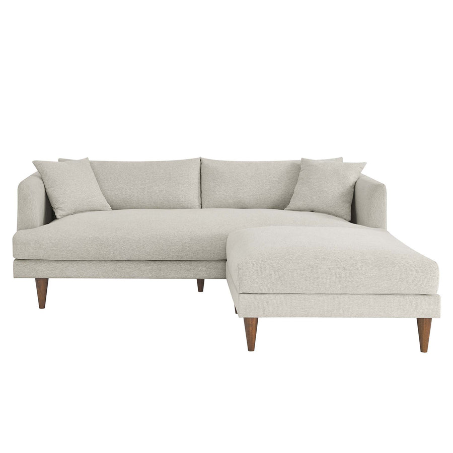 Manor Down Filled Overstuffed Sofa and Ottoman Set in Heathered Weave Ivory