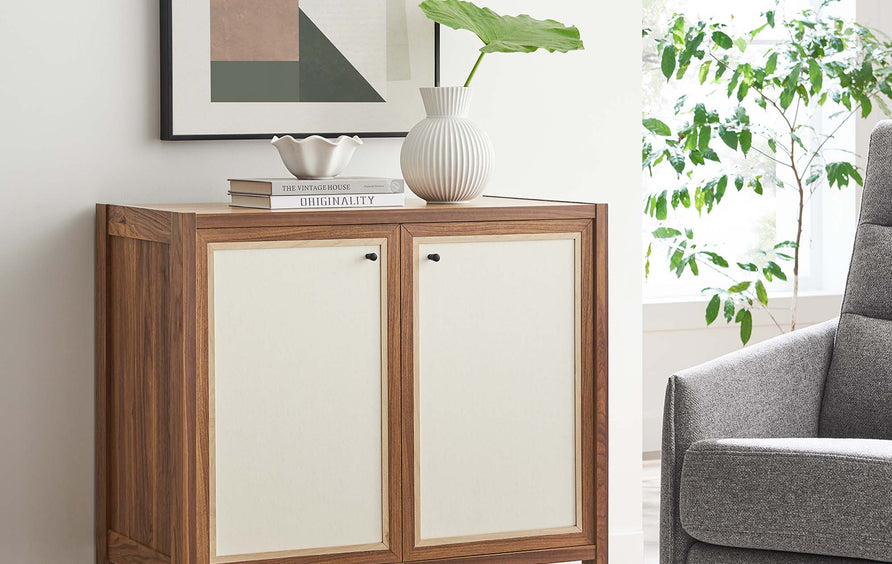 Sorrel 33" Wood Grain Storage Cabinet in Walnut