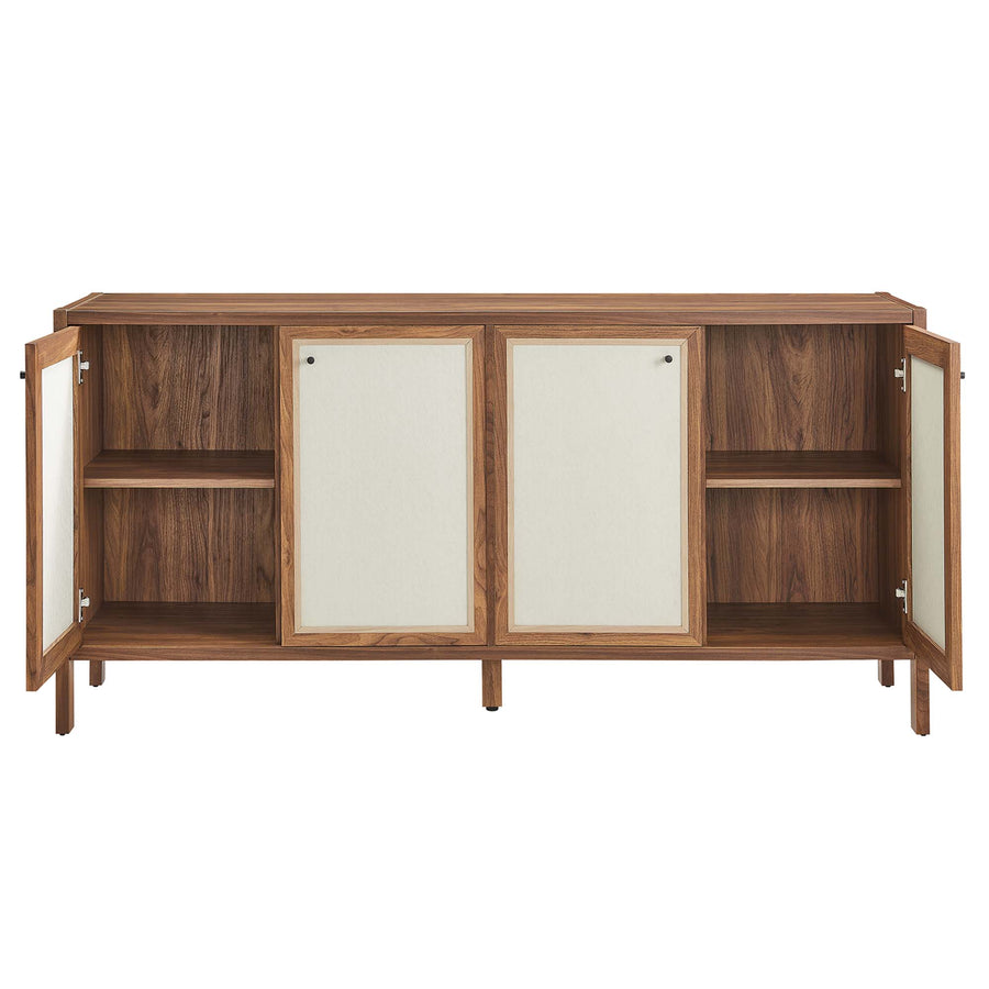 Sorrel 65" Wood Grain Sideboard Storage Cabinet in Walnut