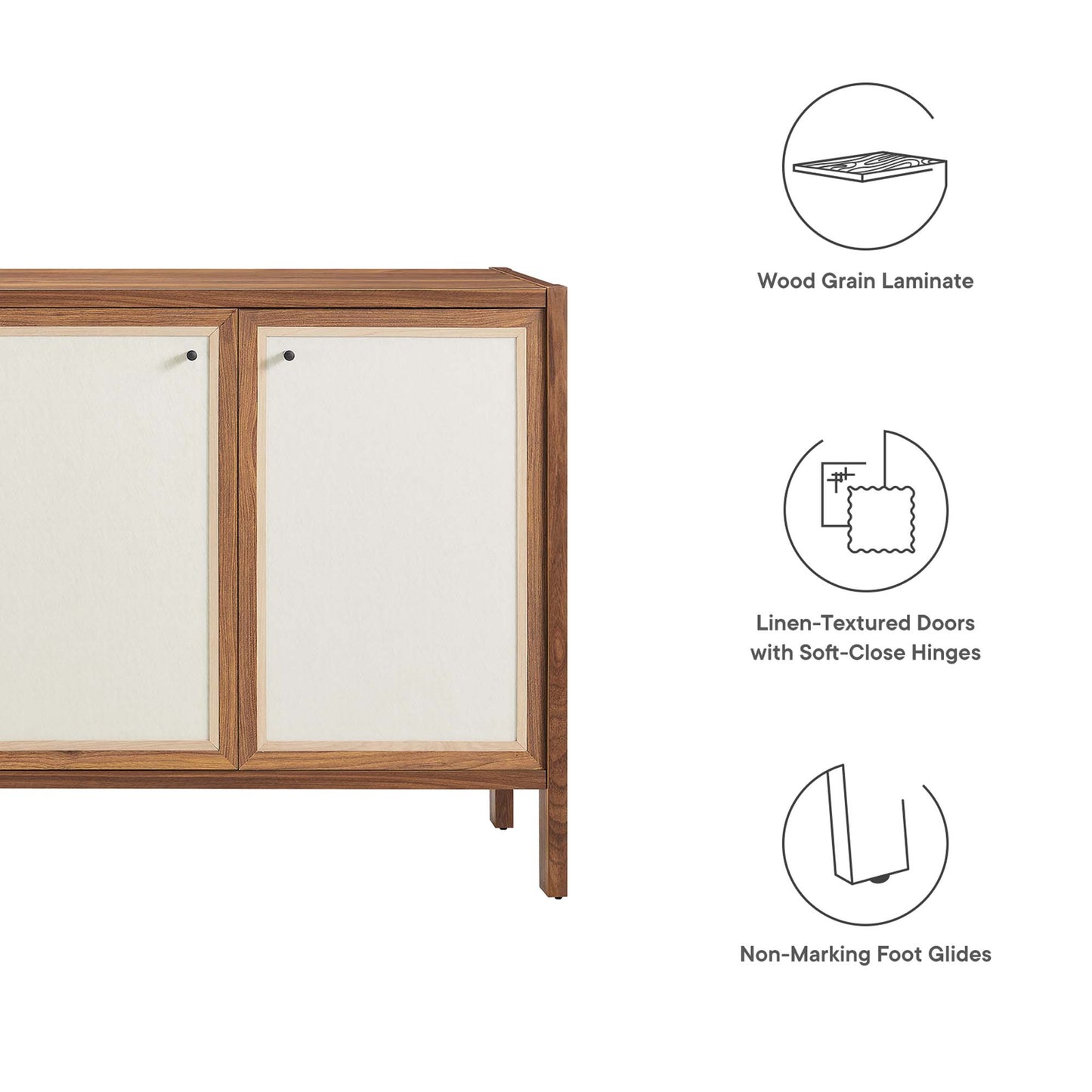 Capri 65" Wood Grain Sideboard Storage Cabinet by Furniture For America