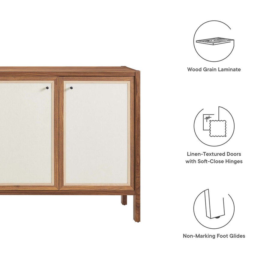 Sorrel 65" Wood Grain Sideboard Storage Cabinet in Walnut