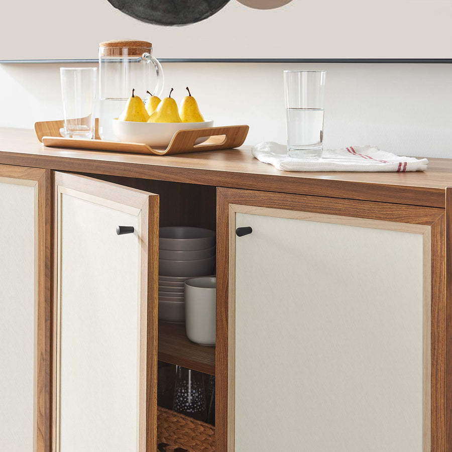 Sorrel 65" Wood Grain Sideboard Storage Cabinet in Walnut
