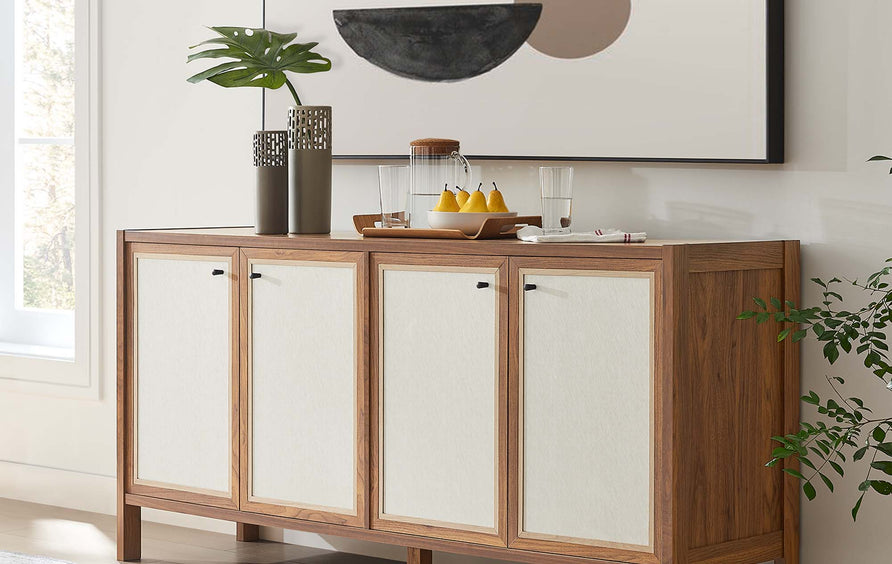 Sorrel 65" Wood Grain Sideboard Storage Cabinet in Walnut