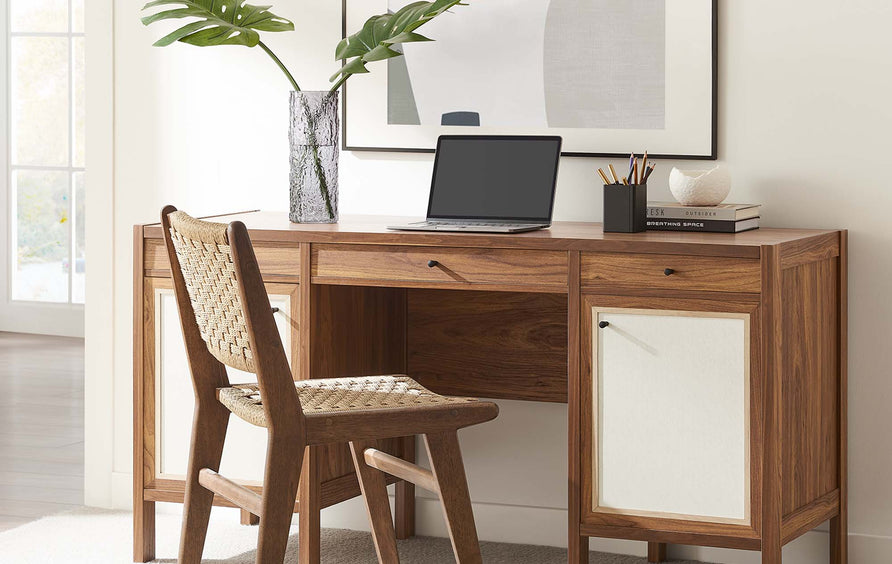 Sorrel 58" Wood Grain Office Desk in Walnut