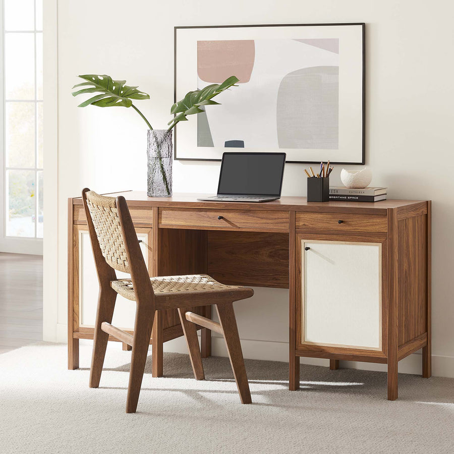 Sorrel 58" Wood Grain Office Desk in Walnut