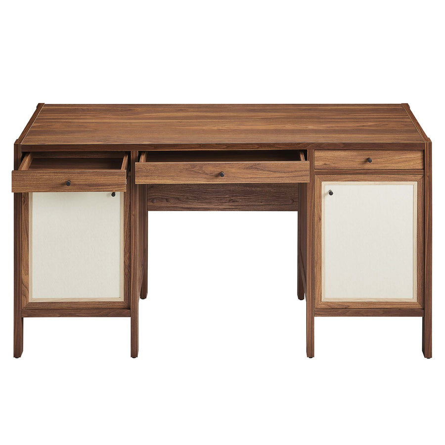 Sorrel 58" Wood Grain Office Desk in Walnut