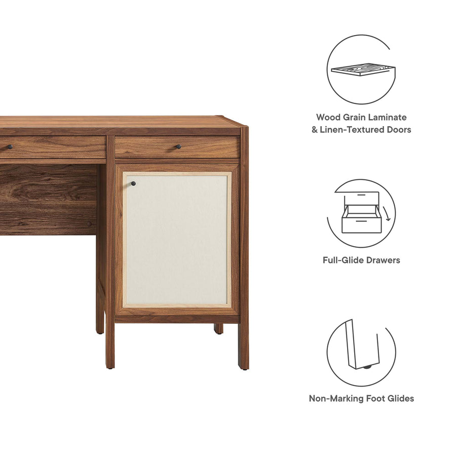 Sorrel 58" Wood Grain Office Desk in Walnut