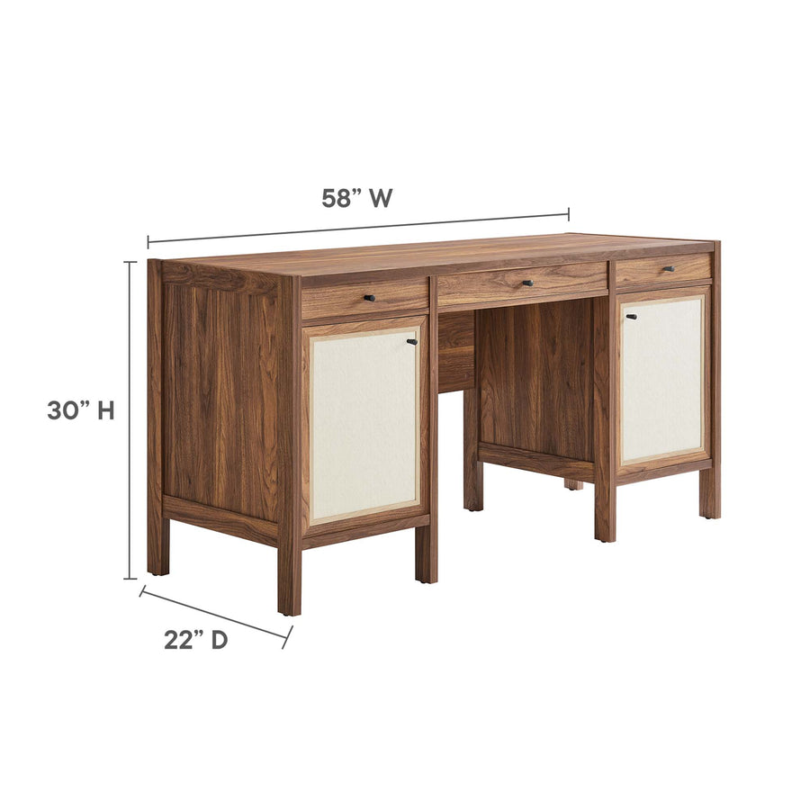 Sorrel 58" Wood Grain Office Desk in Walnut