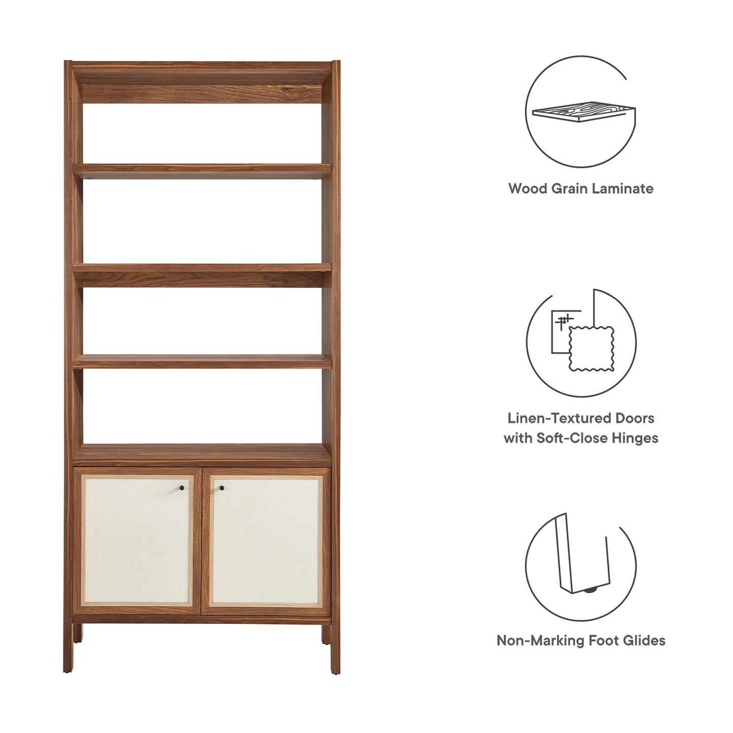 Sorrel 4-Shelf Wood Grain Bookcase in Walnut