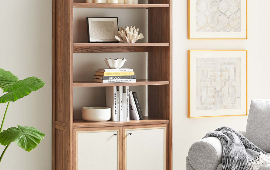 Sorrel 4-Shelf Wood Grain Bookcase in Walnut