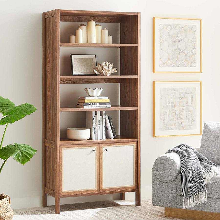 Sorrel 4-Shelf Wood Grain Bookcase in Walnut