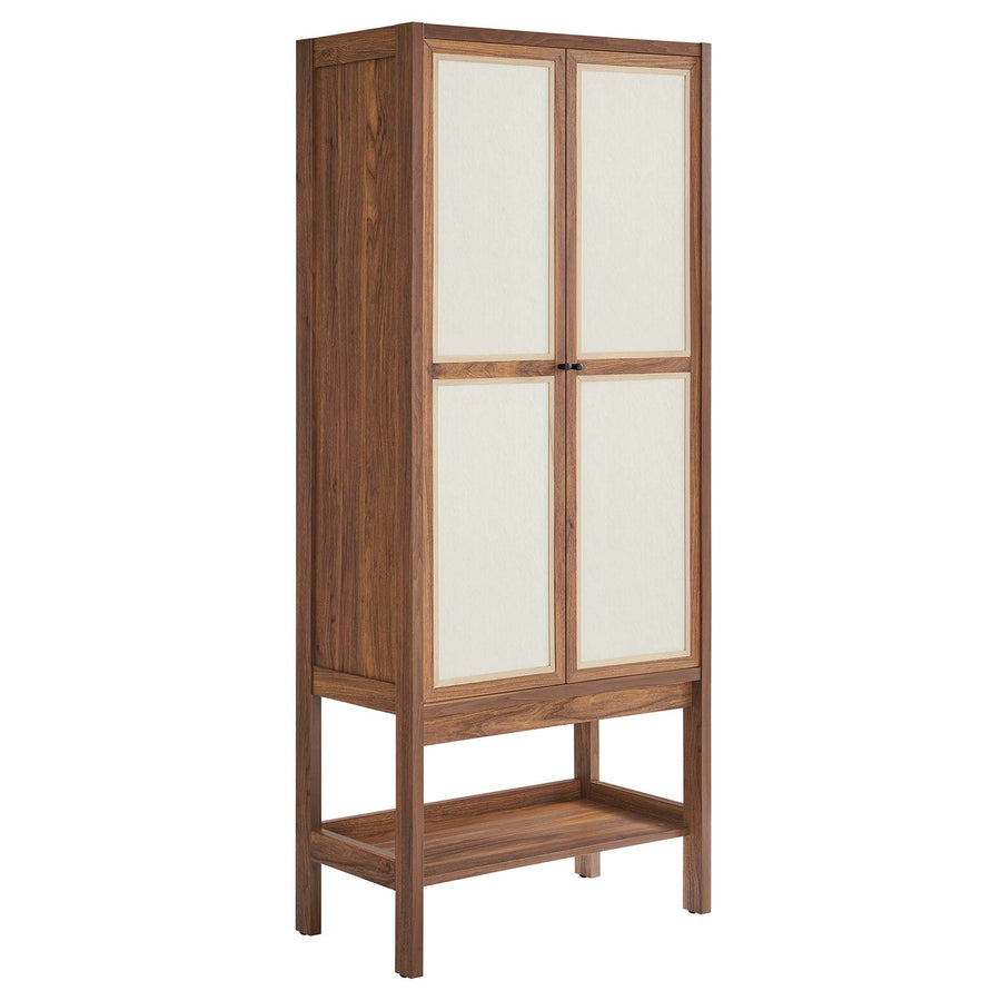 Sorrel Tall Wood Grain Standing Storage Cabinet in Walnut