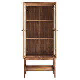 Sorrel Tall Wood Grain Standing Storage Cabinet in Walnut