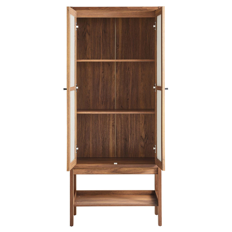 Sorrel Tall Wood Grain Standing Storage Cabinet in Walnut