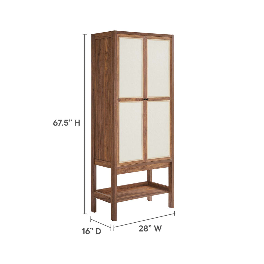 Sorrel Tall Wood Grain Standing Storage Cabinet in Walnut