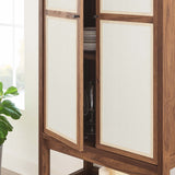 Sorrel Tall Wood Grain Standing Storage Cabinet in Walnut