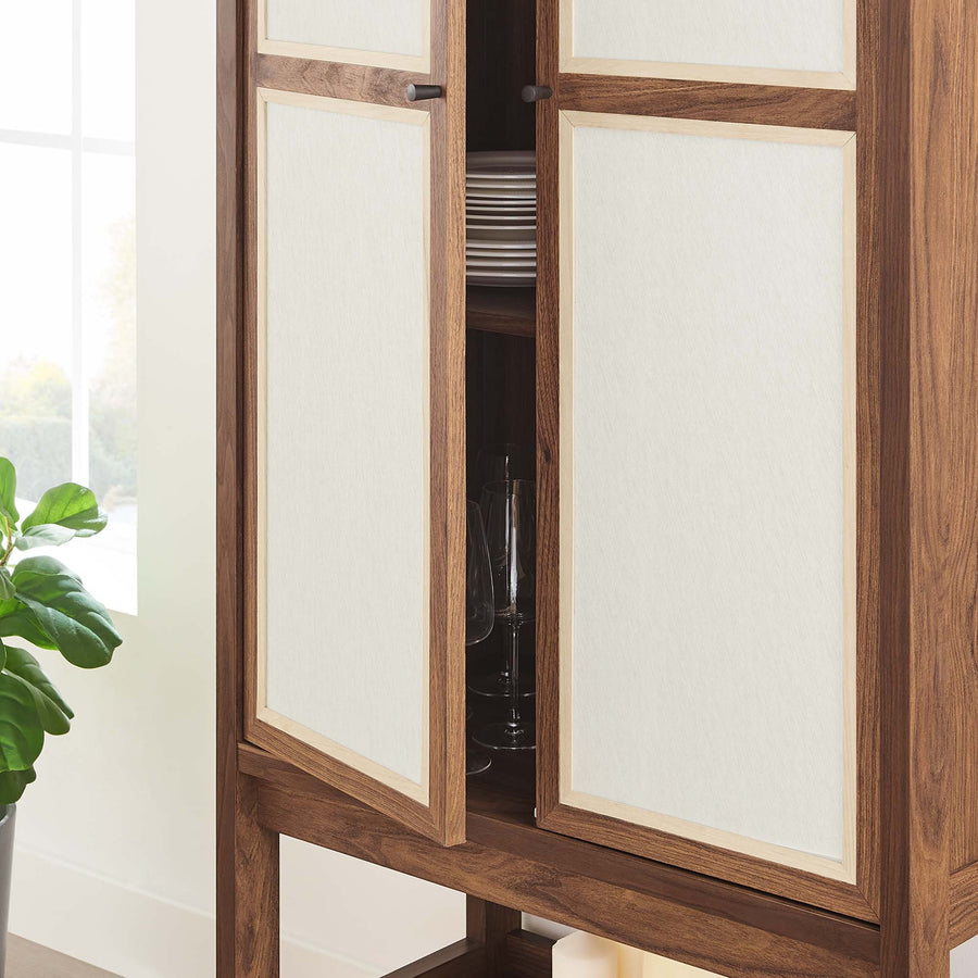 Sorrel Tall Wood Grain Standing Storage Cabinet in Walnut