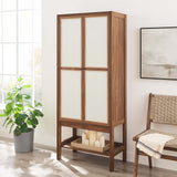 Sorrel Tall Wood Grain Standing Storage Cabinet in Walnut