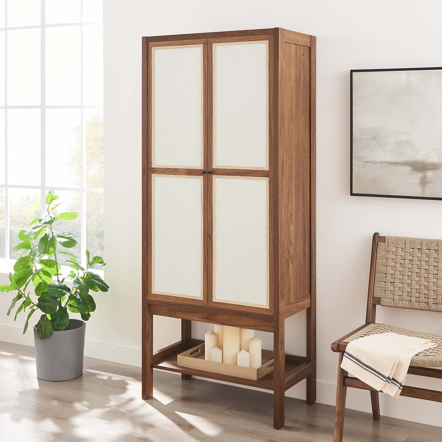 Sorrel Tall Wood Grain Standing Storage Cabinet in Walnut