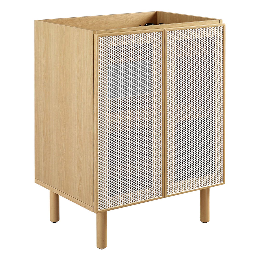 Nash 24" Perforated Metal Bathroom Vanity Cabinet (Sink Basin Not Included) in Oak