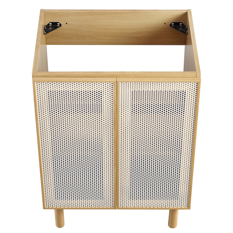 Nash 24" Perforated Metal Bathroom Vanity Cabinet (Sink Basin Not Included) in Oak