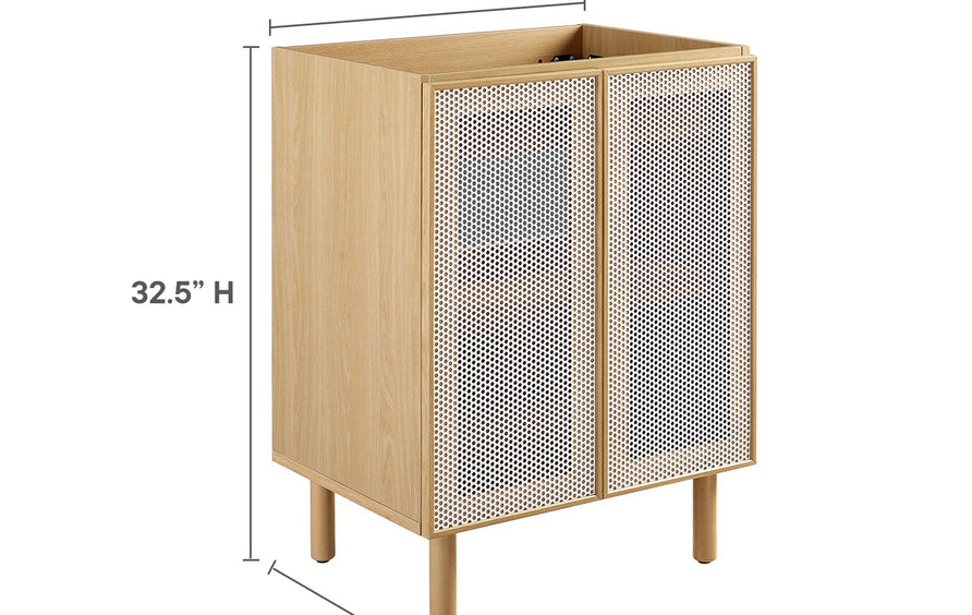 Nash 24" Perforated Metal Bathroom Vanity Cabinet (Sink Basin Not Included) in Oak