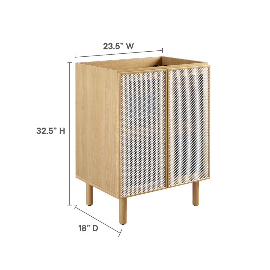 Nash 24" Perforated Metal Bathroom Vanity Cabinet (Sink Basin Not Included) in Oak