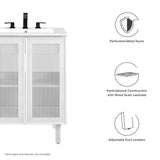 Nash 24" Perforated Metal Bathroom Vanity Cabinet (Sink Basin Not Included) in White