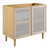 Nash 36" Perforated Metal Bathroom Vanity Cabinet (Sink Basin Not Included) in Oak