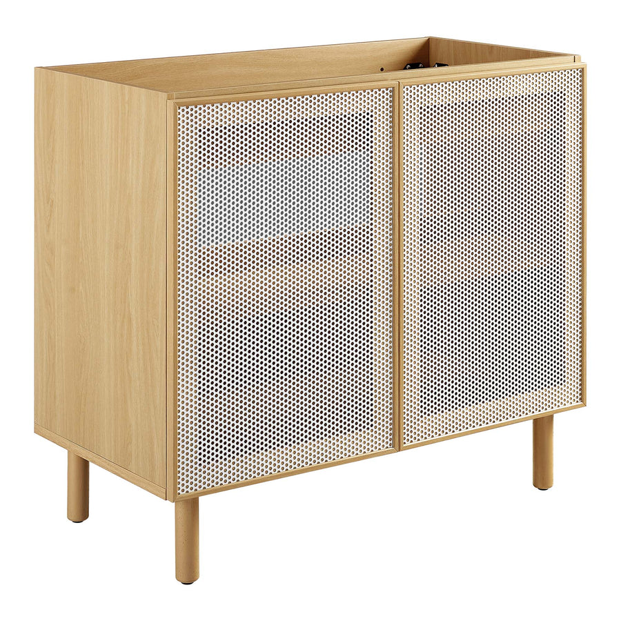 Nash 36" Perforated Metal Bathroom Vanity Cabinet (Sink Basin Not Included) in Oak