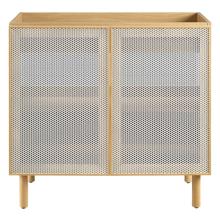 Calla 36" Perforated Metal Bathroom Vanity Cabinet (Sink Basin Not Included) in Oak