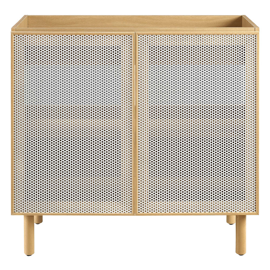 Nash 36" Perforated Metal Bathroom Vanity Cabinet (Sink Basin Not Included) in Oak