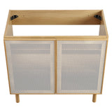 Nash 36" Perforated Metal Bathroom Vanity Cabinet (Sink Basin Not Included) in Oak