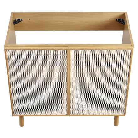 Calla 36" Perforated Metal Bathroom Vanity Cabinet (Sink Basin Not Included) in Oak