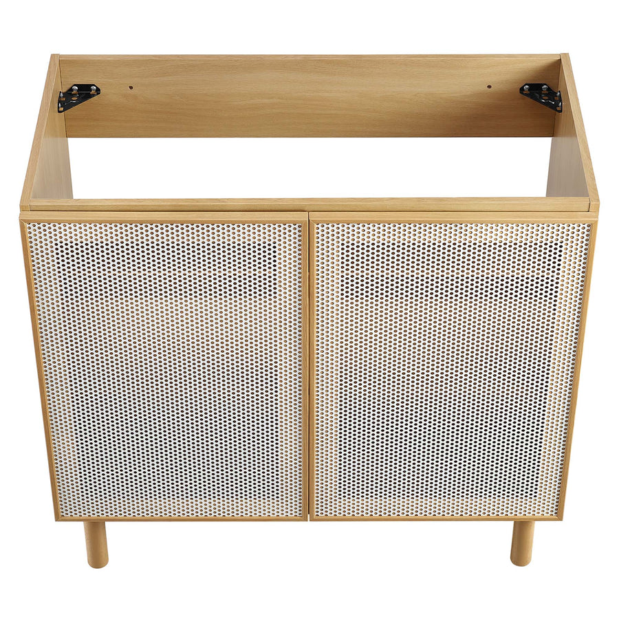 Nash 36" Perforated Metal Bathroom Vanity Cabinet (Sink Basin Not Included) in Oak