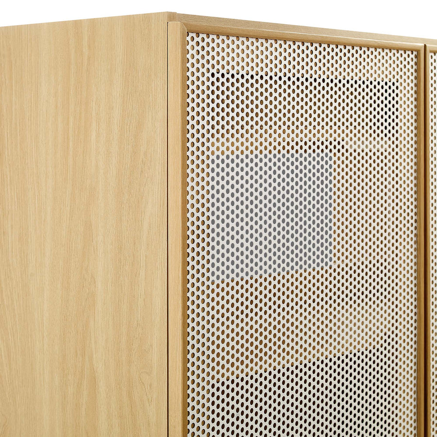 Nash 36" Perforated Metal Bathroom Vanity Cabinet (Sink Basin Not Included) in Oak