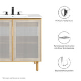 Nash 36" Perforated Metal Bathroom Vanity Cabinet (Sink Basin Not Included) in Oak