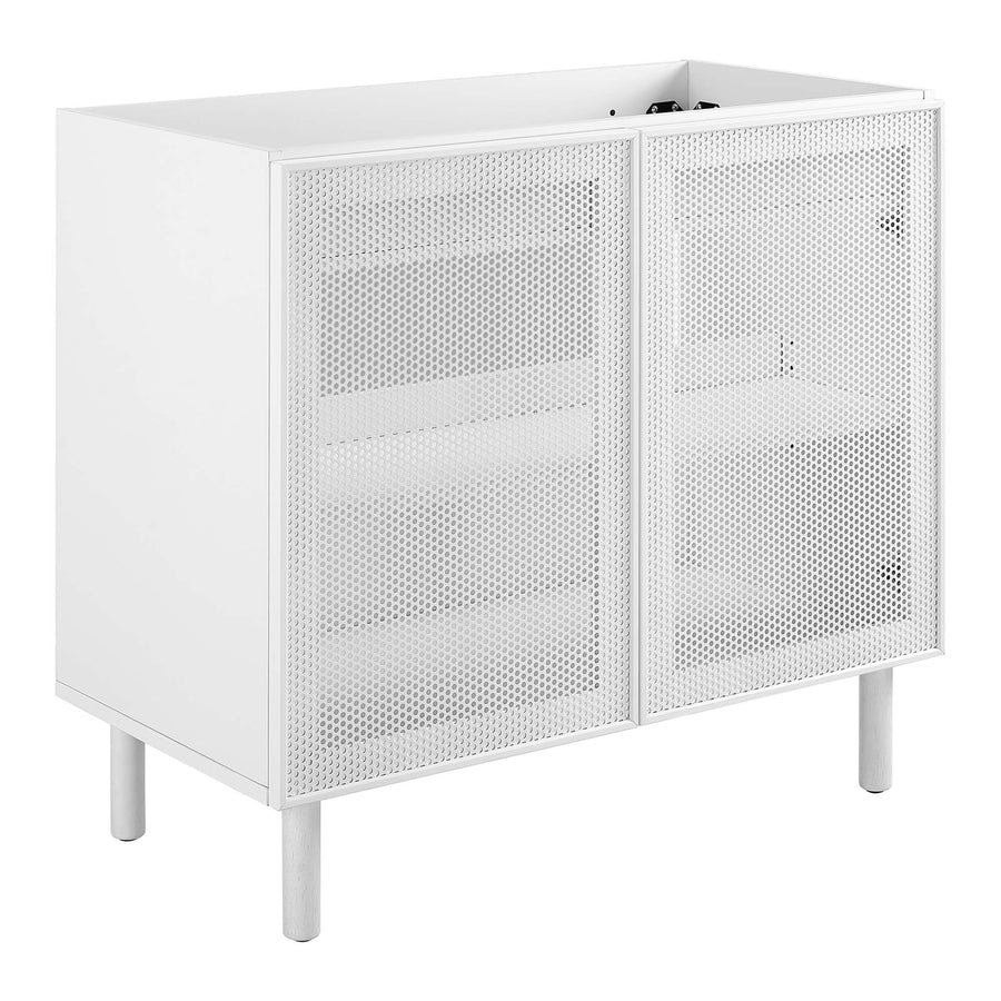 Nash 36" Perforated Metal Bathroom Vanity Cabinet (Sink Basin Not Included) in White