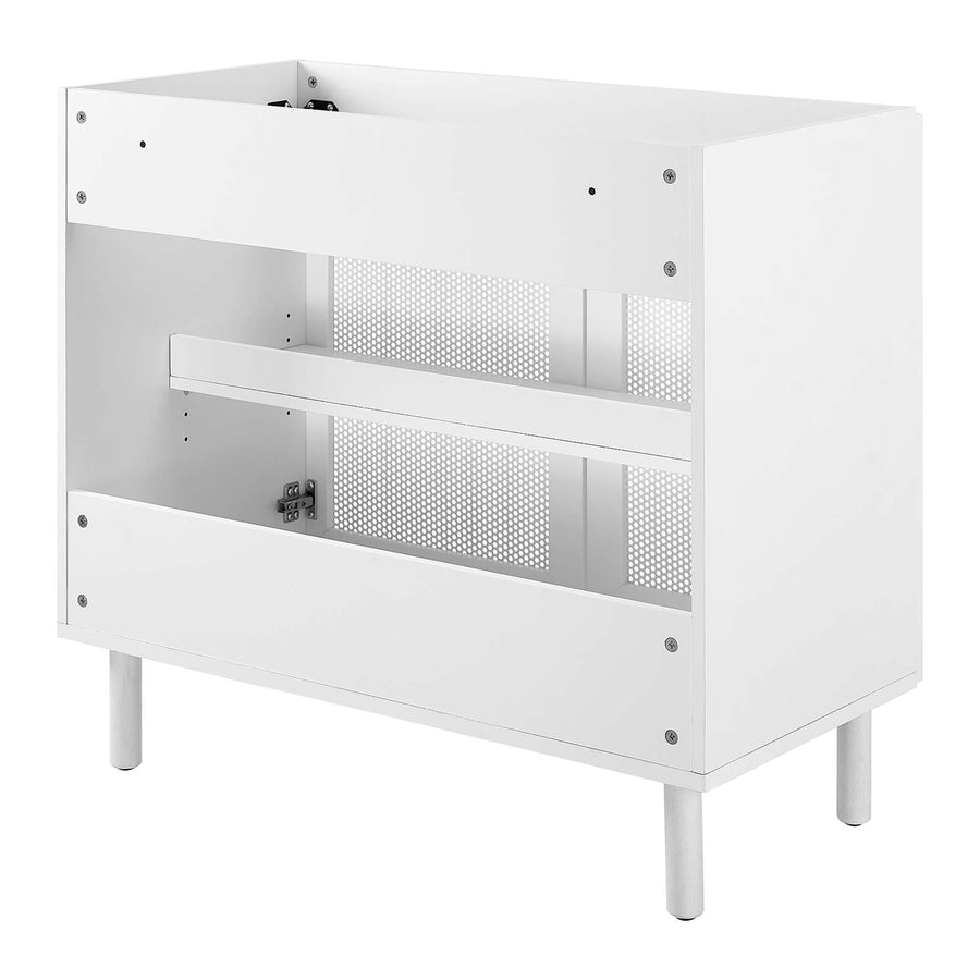 Nash 36" Perforated Metal Bathroom Vanity Cabinet (Sink Basin Not Included) in White