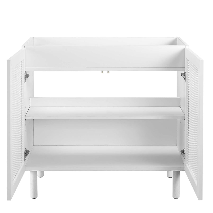 Nash 36" Perforated Metal Bathroom Vanity Cabinet (Sink Basin Not Included) in White