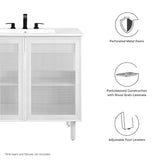 Nash 36" Perforated Metal Bathroom Vanity Cabinet (Sink Basin Not Included) in White