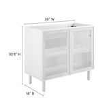 Nash 36" Perforated Metal Bathroom Vanity Cabinet (Sink Basin Not Included) in White