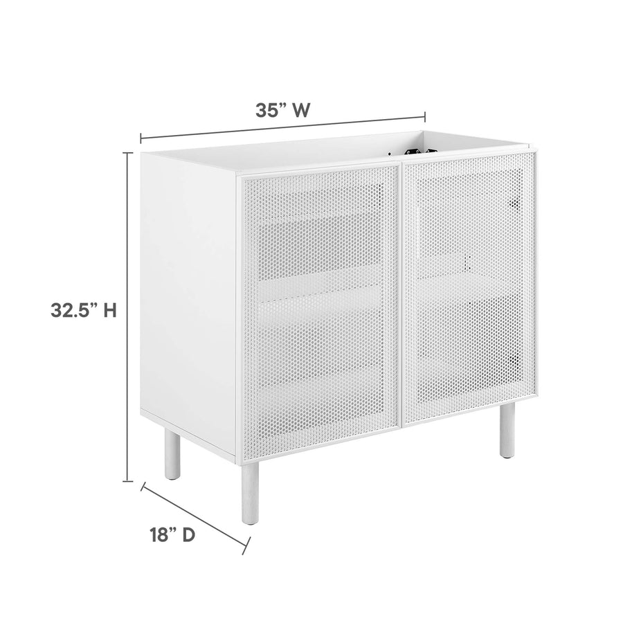 Nash 36" Perforated Metal Bathroom Vanity Cabinet (Sink Basin Not Included) in White