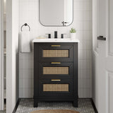 Tobin 24" Solid Wood Bathroom Vanity Cabinet (Sink Basin Not Included) in Black