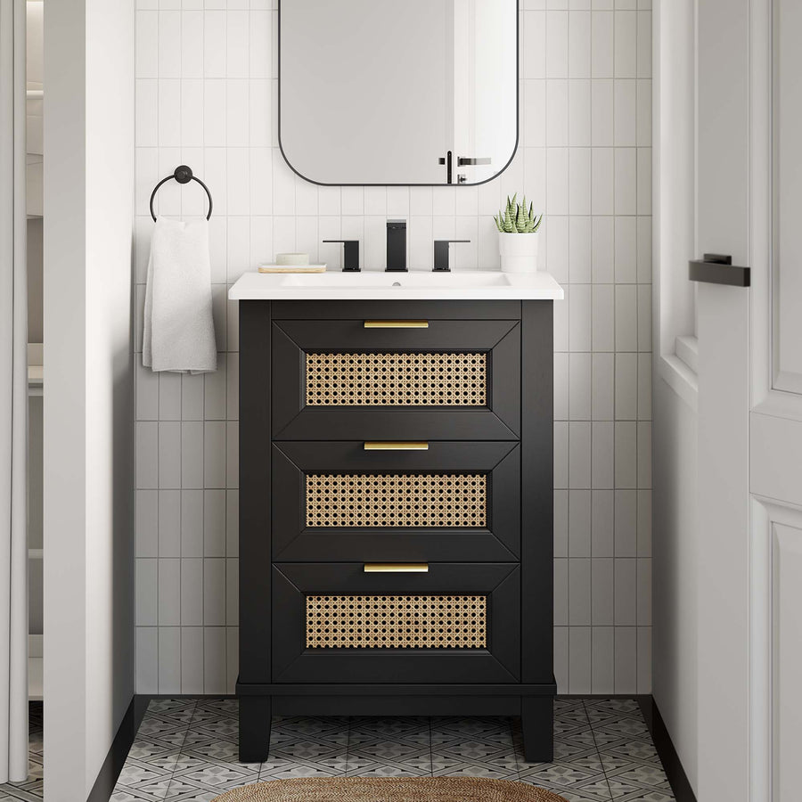 Tobin 24" Solid Wood Bathroom Vanity Cabinet (Sink Basin Not Included) in Black