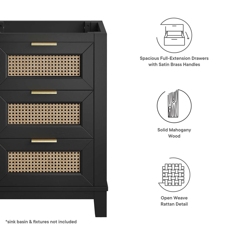 Tobin 24" Solid Wood Bathroom Vanity Cabinet (Sink Basin Not Included) in Black