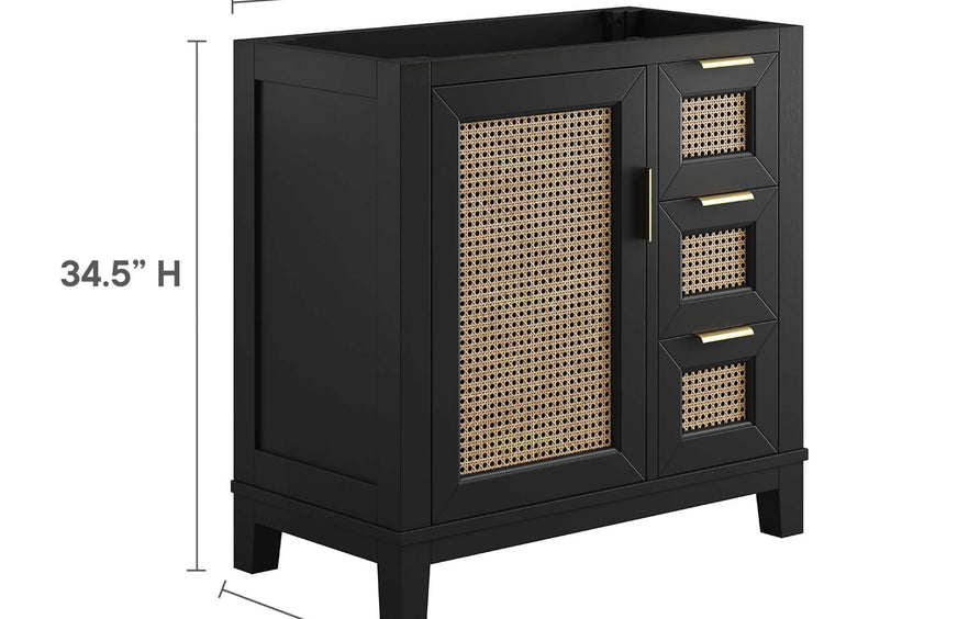 Tobin 36" Solid Wood Bathroom Vanity Cabinet (Sink Basin Not Included) in Black