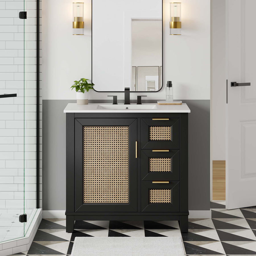 Tobin 36" Solid Wood Bathroom Vanity Cabinet (Sink Basin Not Included) in Black