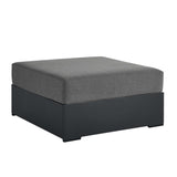 Aspen Outdoor Patio Powder-Coated Aluminum Ottoman in Gray Charcoal
